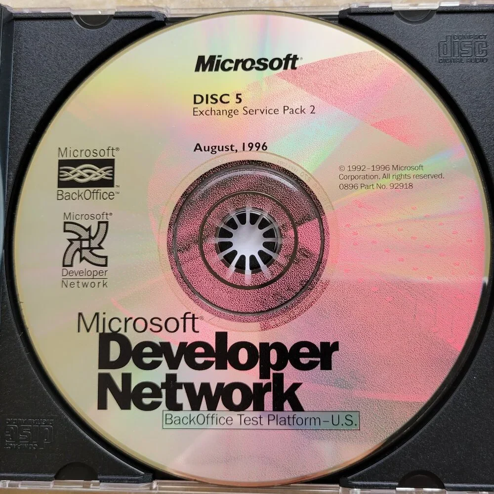 Vintage - Microsoft Exchange Service Pack 2, BackOffice Test Platform